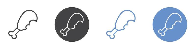 Chicken leg icon Flat set in black and white color vector