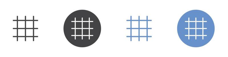 Grid icon Flat set in black and white color vector