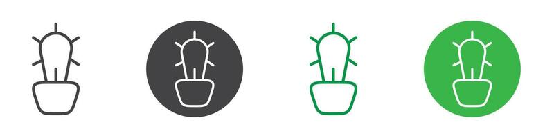 Cactus icon Flat set in black and white color vector