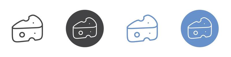 Cheese icon Flat set in black and white color vector