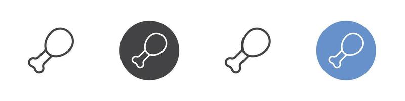 Checken leg icon Flat set in black and white color vector