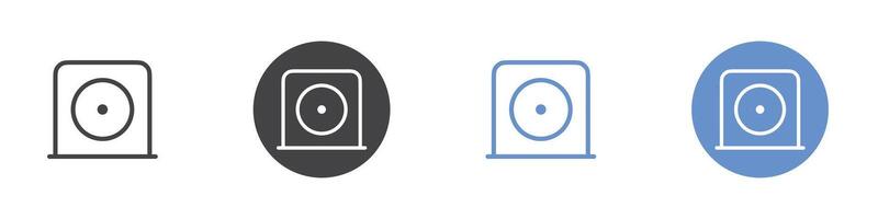 Disk drive icon Flat set in black and white color vector