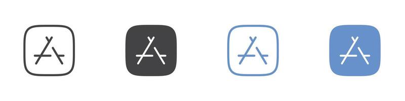 App store icon Flat set in black and white color vector