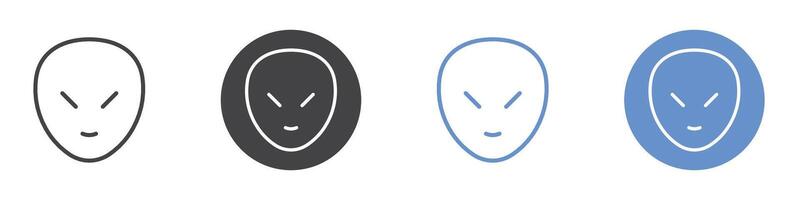 Alien icon Flat set in black and white color vector