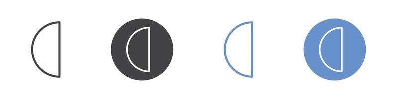 Circle half icon Flat set in black and white color vector