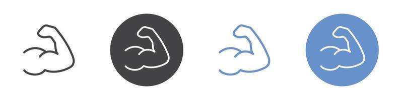 Arm icon Flat set in black and white color vector