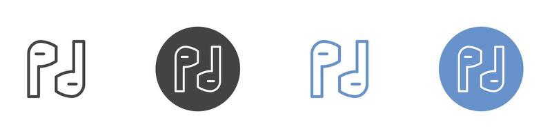 Airpods icon Flat set in black and white color vector