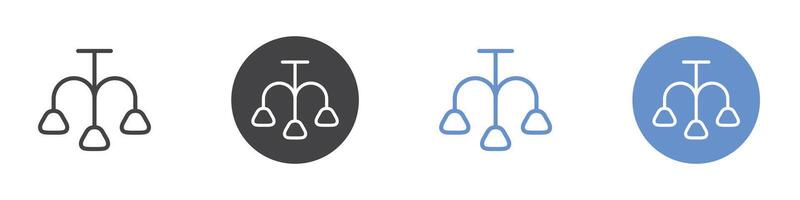 candelier icon Flat set in black and white color vector