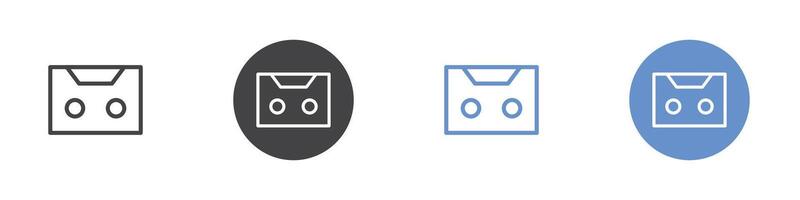 Audio Cassette icon Flat set in black and white color vector