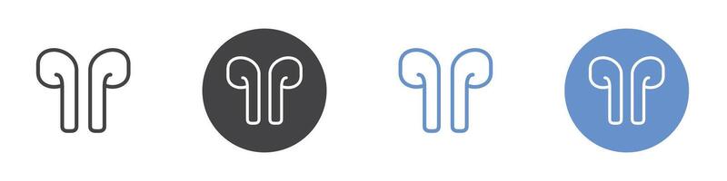 Airpods icon Flat set in black and white color vector