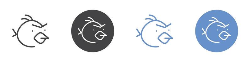 Angry bird icon Flat set in black and white color vector