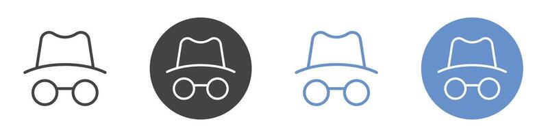 Anonymous icon Flat set in black and white color vector