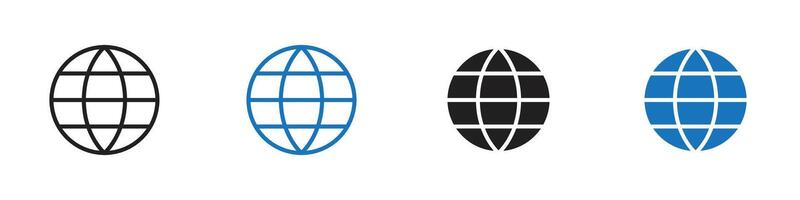Globe icon set outline vector