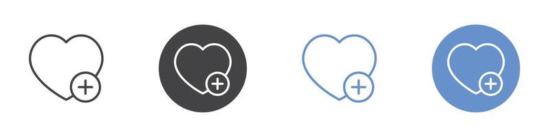 Add to favourite icon Flat set in black and white color vector
