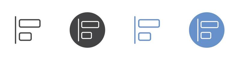 Align icon Flat set in black and white color vector