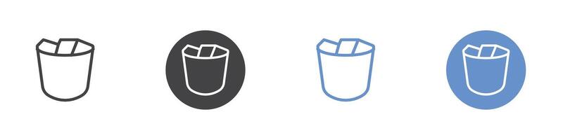 Bin icon Flat set in black and white color vector