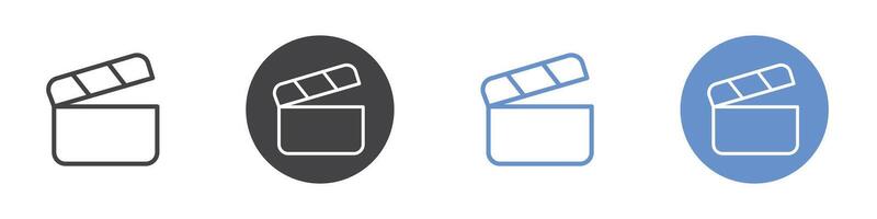 Clapper board icon Flat set in black and white color vector