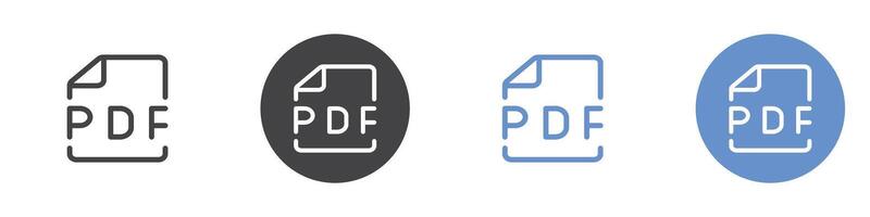 PDF icon Flat set in black and white color vector