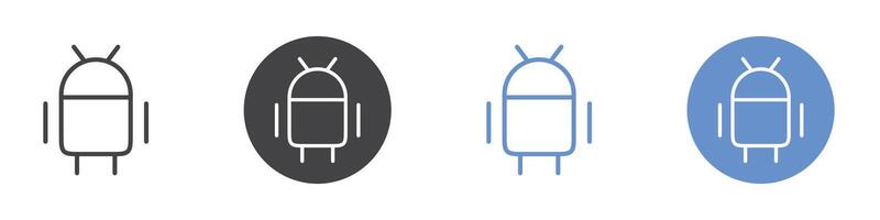 Android icon Flat set in black and white color vector