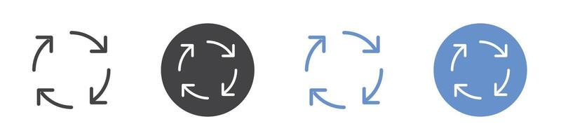 Refresh icon Flat set in black and white color vector