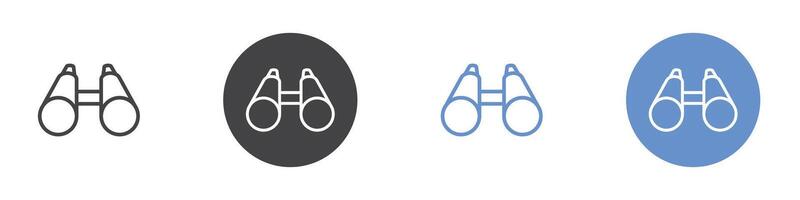 Binoculars icon Flat set in black and white color vector