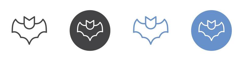 Bat icon Flat set in black and white color vector