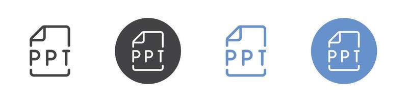 PPT icon Flat set in black and white color vector
