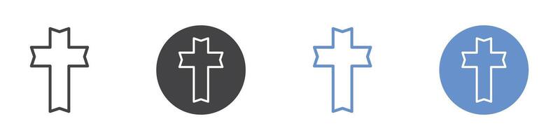 Christanity sign icon Flat set in black and white color vector
