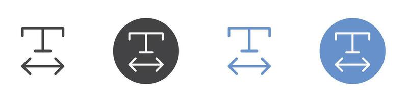 Text width icon Flat set in black and white color vector