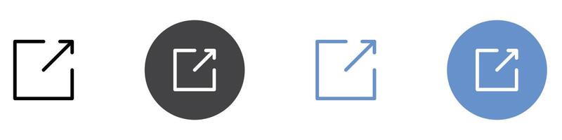 page open new window icon Flat set in black and white color vector