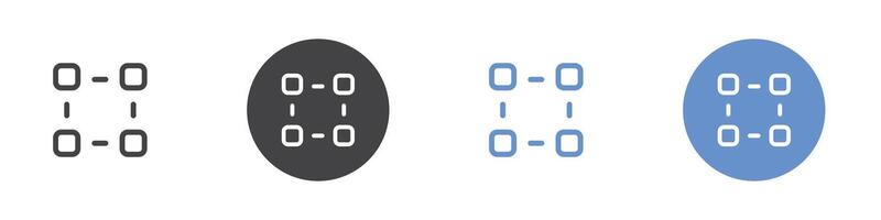 Draw square icon Flat set in black and white color vector