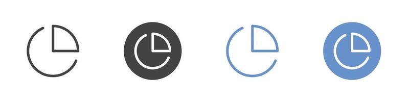Pie chart icon Flat set in black and white color vector