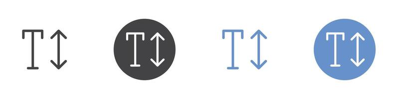 Text hieght icon Flat set in black and white color vector