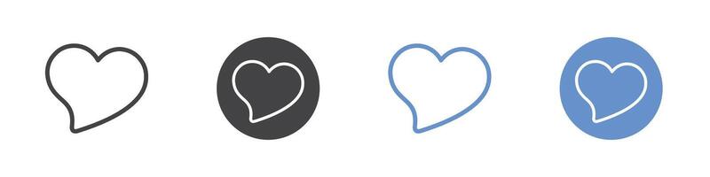Love icon Flat set in black and white color vector