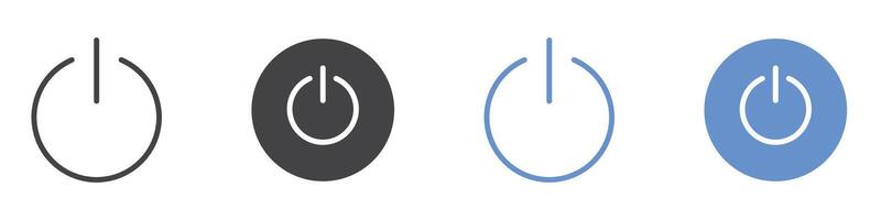 Power icon Flat set in black and white color vector