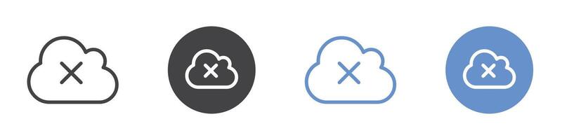Cloud off icon Flat set in black and white color vector