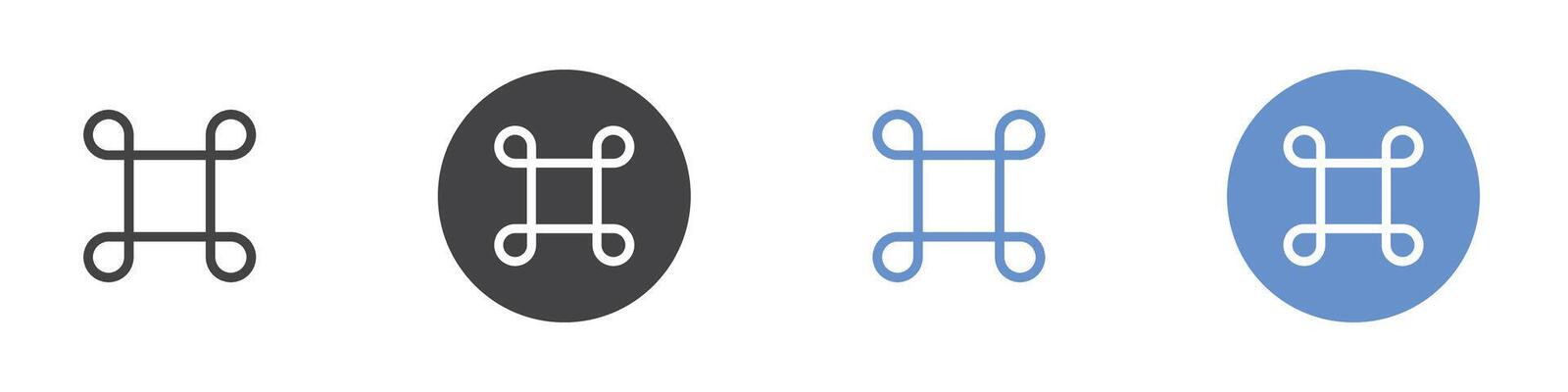 Command icon Flat set in black and white color