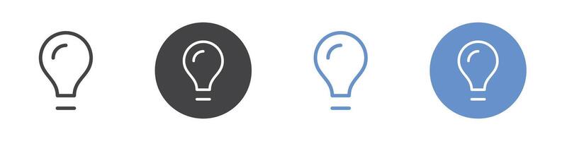 Bulb icon Flat set in black and white color vector