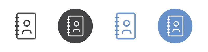 Contacts icon Flat set in black and white color vector