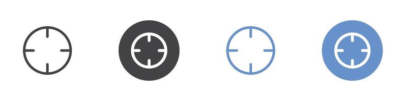 Crosshair Target icon Flat set in black and white color vector