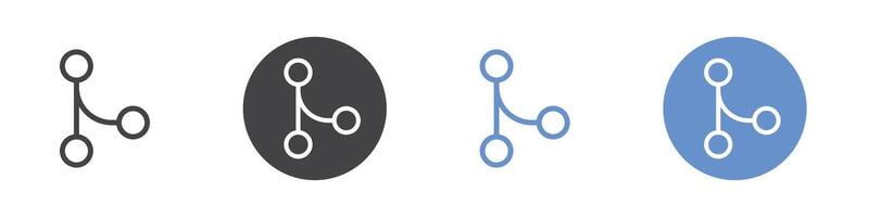 Code merge Flat set in black and white color vector