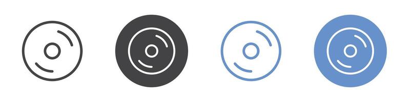 CD icon Flat set in black and white color vector