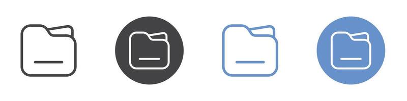 Folder icon Flat set in black and white color vector