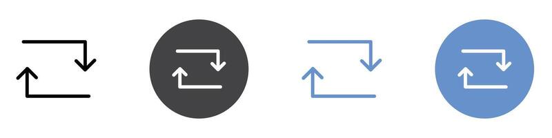 refresh icon Flat set in black and white color vector
