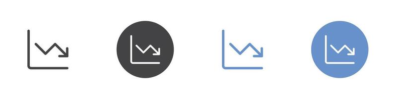 loss chart icon Flat set in black and white color vector