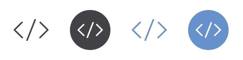 Coding icon Flat set in black and white color vector