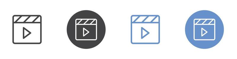 Clapper board icon Flat set in black and white color vector