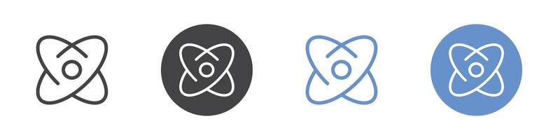 Atom icon Flat set in black and white color vector
