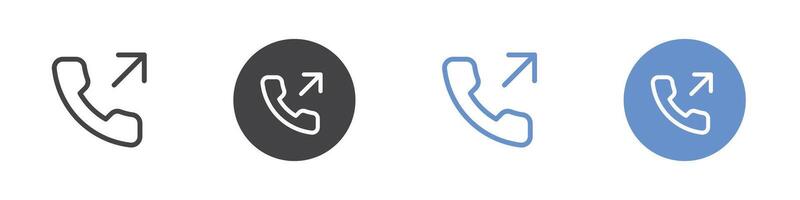 Outgoing phone call Flat set in black and white color vector