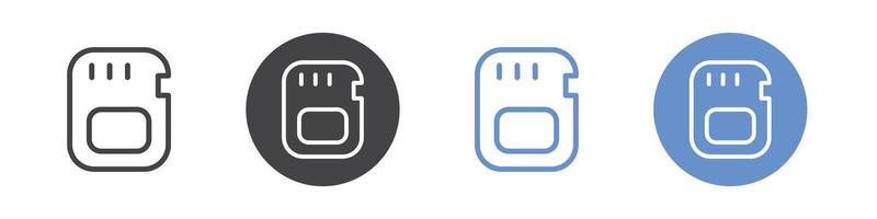 Memory card icon Flat set in black and white color vector